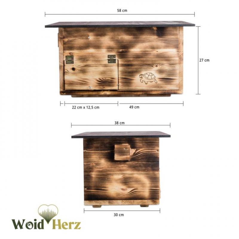 Woid Herz Premium Schildkrötenhaus (SH1) gebrannt aus 20mm starken Vollholz